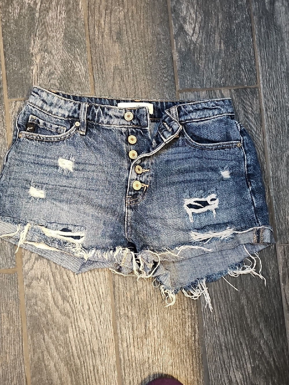 Kancan High-Rise Distressed Denim Shorts